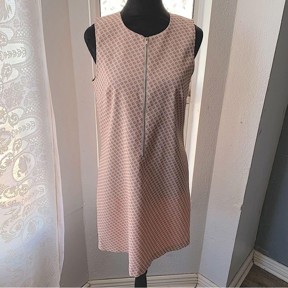 Vintage Modavi Made in Italy 60s Style Sleeveless Shift Dress Pink & White Sz 8